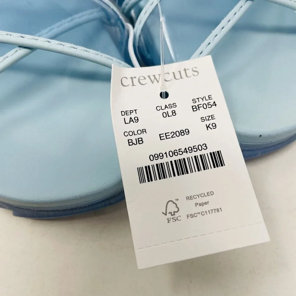 J Crew Crewcuts Little Girl K9 Slip On Pool Clear Jelly Sandals in Blue $45 218
